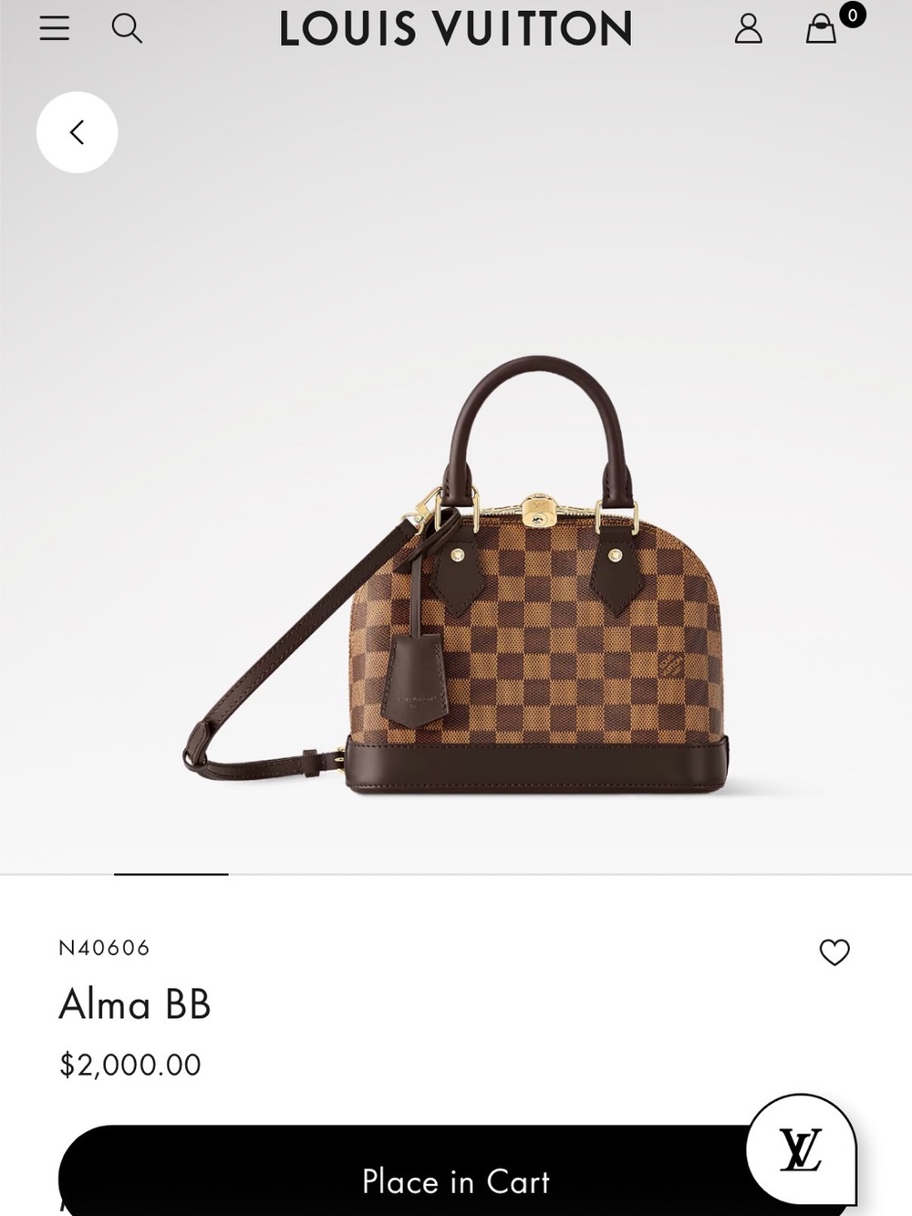 Louis Vuitton Brown Damier Ebene Mini Alma BB Satchel